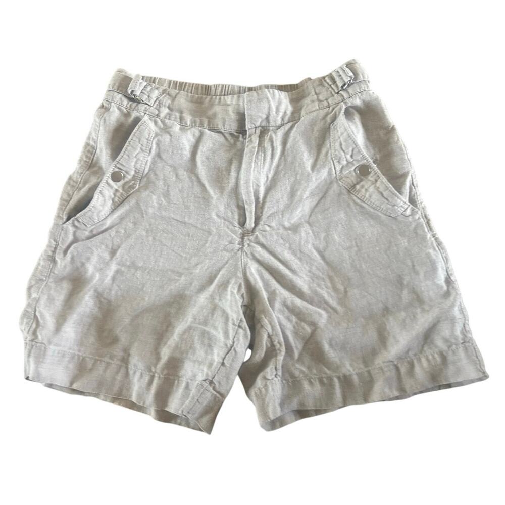 Athleta Linen Shorts Women’s Size 6 Beige Utility Side Tabs Casual Summer